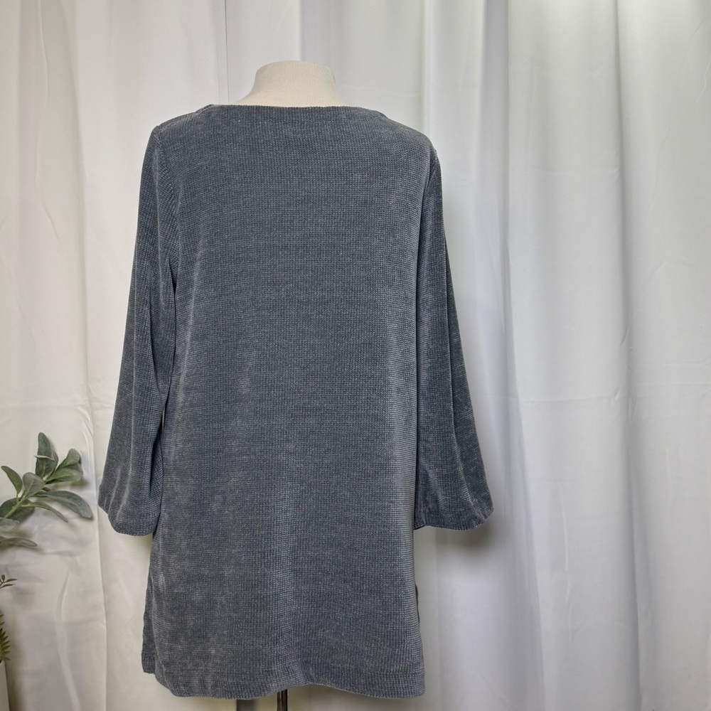 3/$20 J.Jill Tunic Top Casual Cozy 3/4 sleeve Slate Blue Women’s Medium - Picture 7 of 8
